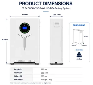 Home Solar Panel Grid Energy System Lithium Life04 Battery MPPT Solar Power Storage System 51.2V-300Ah Battery Power Stations