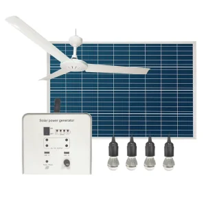 Home Solar Panel Lighting System with PWM Controller, Metal Construction, 12V 24Ah Battery