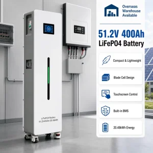 Home Storage System 20KWh 51.2V400Ah IPX65 Independently Developed Lifepods 4 Solar Battery Storage with BMS Touchscreen