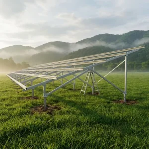 Hot Dip Galvanized Zn-Al-Mg Solar PV Ground Mounting Structure with Ground Screw