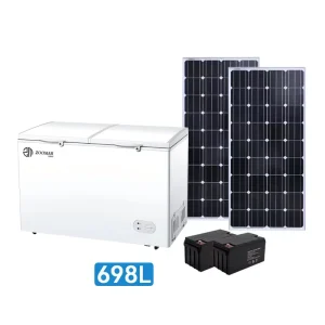 Household 698L Premium Solar Refrigerator and Freezer Complete Set With Solar Panel and Battery for Off Grid Cooling System