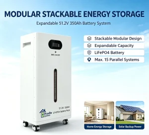 Household Solar Off Grid Energy Storage Power Supply 51.2V 350Ah 17.92kWh Floor Standing Wheeled Lithium LiFePO4 Battery