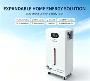 Household Solar Off Grid Energy Storage System 51.2V 300Ah 15.36kWh Floor Standing LiFePO4 Lithium Battery Multi Communication