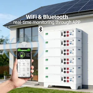 Household Vertical Stackable LiFePO4 Battery 51.2V 100Ah Modular Energy Storage System 10kWh Solar Power Backup Unit