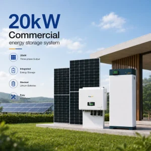 Hybrid 3 Phase 20kw Solar System with 2 MPPT Track Inverter and Stackable High Voltage Battery for Home Use