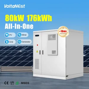 Hybrid 80kW 176kWh 200kWh LiFePO4 Solar All-in-One Commercial ESS Cabinet Backup Power