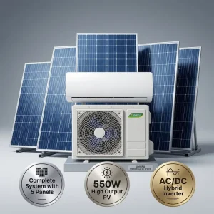 Hybrid Solar Air Conditioner 24000 BTU Full System with 7pcs 550W PV Panels ACDC Inverter