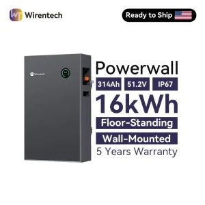 IP65 51.2V 314Ah 16kWh Lifepo4 Solar Battery For Outage Protection Wall Or Floor Mount Mobile APP Monitoring