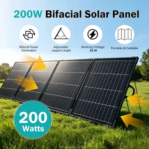 IP65 Waterproof Bifacial Foldable 400W Monocrystalline Solar Panel 23% Efficiency CE ROHS FCC Certified Solar Charger Hiking