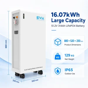 IP65 Waterproof Split 51.2V 314Ah 16kWh off Grid Lithium Battery Pack with CAN Communication 15kW System