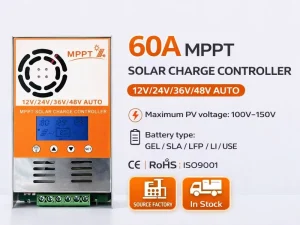 IP67 Waterproof MPPT Solar Regulator 60A Wide Input Voltage 12V 24V 36V 48V 100VDC