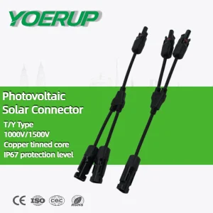 IP67 Waterproof Solar Panel Cable Connectors 1 Input 2 Output PV Connector 2 in 1 Y Branch PV Solar Connector