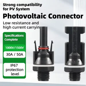 防水IP67插头1000V 30A 50A太阳能电池板光伏连接器PC直流电缆公/母铜触点太阳能光伏连接器