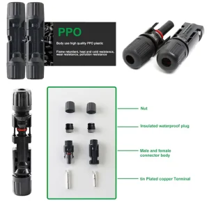 厂家IP67防水DC1000V 1500V 30a 45A光伏连接器太阳能光伏连接器