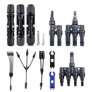 IP67防水太阳能电缆连接器PPO/PC材料，带铜镀锡公/母连接器，用于太阳能光伏系统