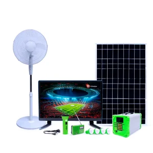 Indoor LED Solar Lighting System with Mobile Phone, DC TV, and Fan Charging