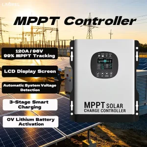 Industrial 120A/96V MPPT Controller 99% Tracking Short Circuit Overload Large Terminal RS485/WiFi/Bluetooth for Solar Carport