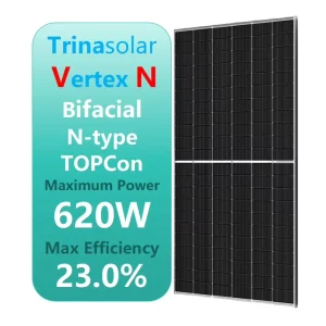 Industrial Commercial Rooftop TOPCON Type Bifacial Dual Glass Monocrystalline 590W 600W 610W 620W Solar Panel
