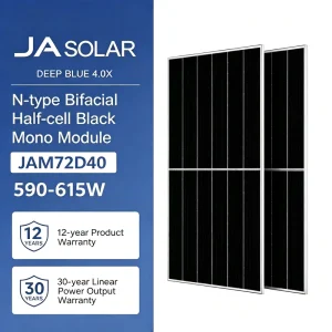 JA Bifacial Solar Panel Dual Glass JAM72D40-LB 590W 595W 600W 605W 610W 615W
