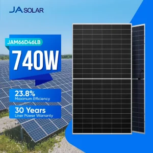 JA Solar 700W 720W 740W N Type Half Cell Bifacial Solar Panels Low Degradation Dual Glass for Solar Power Plant