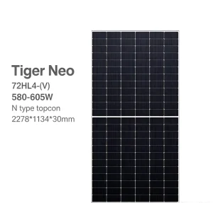 Jinko Tiger Neo Mono Solar Panel Bifacial Dual Glass China Solar Panel 580W 585W 590W 595W 600W 605W