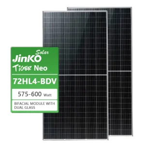 Jinko Tiger Neo N type 72HL4-BDV 575-600 Watt Mono Dual Glass Pv Panels 580W 585W 590W 595W Bifacial Solar Panel