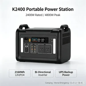 K2400 Solar Electric Power Generator 600W 1000W 1500W 2000W Portable LiFePO4 Power Station