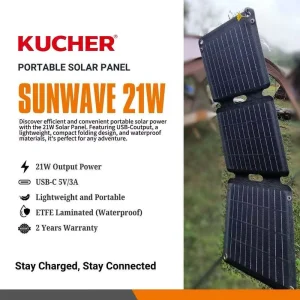 Kucher Crafted 21W ETFE Tri Fold Solar Photovoltaic Panel Cutting Edge Monocrystalline Foldable Solar Panel for Outdoor Use