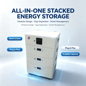 LB-119 Stackable 51.2V 300Ah 15.36kWh LiFePO4 Home Solar Energy Storage Battery with Built-in Inverter 6200W Pure Sine Wave