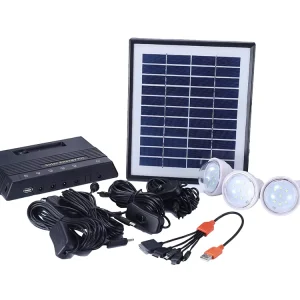 LED Solar Lighting System Controller with Solar Panel, Lithium-Ion 5200mAh Battery, Two-Light Setting, Home Use, CE