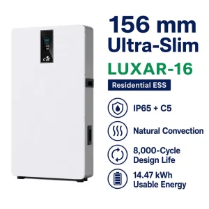 LUXAR 16 16kWh Split Residential ESS Solar Battery 51.2V 314Ah LFP 8000 Cycles Ultra Slim Design SMA Solis IP65 10 Year CAN