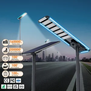 Large 120Ah 9000W Integrated LED Solar Street Lamp Project Supplier
