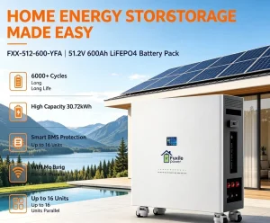 Large Capacity Household Off Grid Solar Energy Storage Wheeled Lithium Battery 51.2V 600Ah 30.72kWh LiFePO4 Pack IP21 Protection
