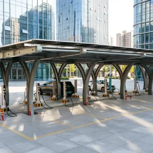 Large Span Commercial Solar Carport Racking System Hot Dip Galvanized ZAM Steel for 10+ Vehicles
