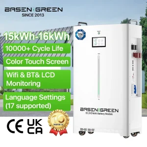 LiFePO4 16KWh Off-Grid Wall-Mounted Household Solar Battery Storage System 51.2V 300AH