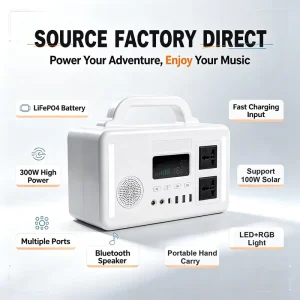LiFePO4 300W Portable Power Station 384Wh 60000mAh Solar Generator Flashlight Outdoor Camping Battery Supply
