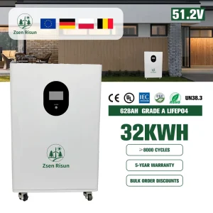 LiFePO4 32kWh 51.2V 628Ah 200A Battery with Grade-A Cells and Wheels Solar Energy Storage System