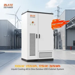 LiFePO4 Battery 100kW 232kWh 125kW 261kWh Outdoor Liquid Cooling Energy Storage Cabinet Integrated PCS EMS for Peak Shaving