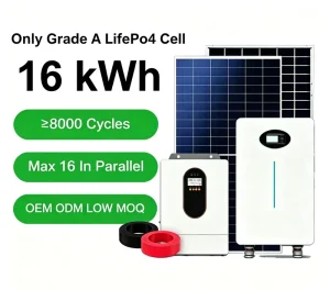 LiFePO4 Battery Cells 51.2V 200Ah 10kWh Wall Mounted Solar Battery Powerwall Home Energy Storage System with BMS