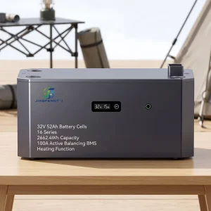 LiFePO4 Battery Pack 32V 2662Wh 52Ah Active Balancing BMS 100A Built in Heating for 2400W Balcony Solar System