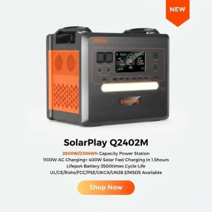 LiFePO4 Battery Portable Solar Generator 2500W 2304Wh Solar Power Station for Home Emergency