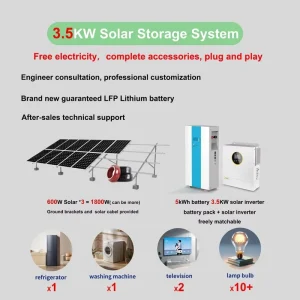 LiFePO4 Battery Solar Storage System Hybrid Solar Inverter Wall Mounted Battery Pack Home Energy Storage Emergency Power System