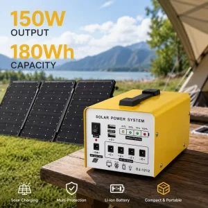 LiFePO4 Mini 180Wh Portable Power Station MPPT Solar Generator Flashlight Pure Sine Wave Phone Laptop Fan Outdoor Home Emergency