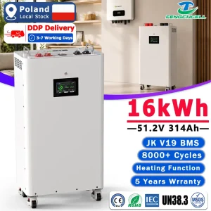 Lifepo4 Battery 15 kWh 16kWh 51.2V 314Ah Lithium Solar Battery JK V19 BMS 8000 Cycles for Home Hybrid Power Systems