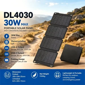Lightweight Portable 30W Foldable Mono Solar Panels Outdoor Emergency Solar Energy Panels