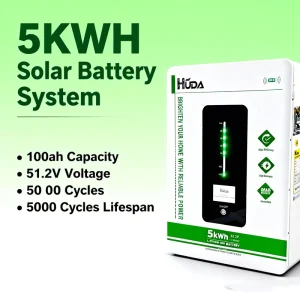 Lithium Battery for Solar System 5kW 51.2V 100Ah LiFePO4 Lithium Battery IP65 Protection for Home Solar Energy Storage System