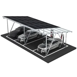 Low-Profile Landscape-Friendly Open Field Ground Mount PV Panel Solar Car Parking Structure System Zinc-Aluminum-Magnesium Alloy