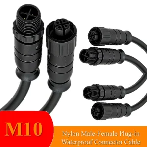 M10 1 10pin IP68 Waterproof Copper Gold Plating Male Female Plug Cable for Solar Power System RF Plastic Molding Machinery