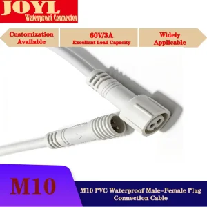 M10 PVC Male Female Auto Waterproof IP66 Connector Cable for Solar Power System RV Use 3A 60V Nickel Plated Copper Contacts
