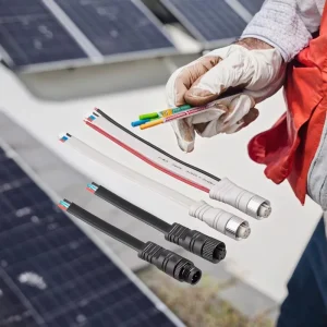 M12 Male Female Waterproof IP67 Solar Power System Cable Connectors 5A Rated Current Copper Wire Connections